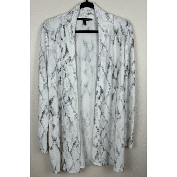 White House Black Market Sweaters - White House Black Market Snakeskin Print Open Cardigan Medium Gray White